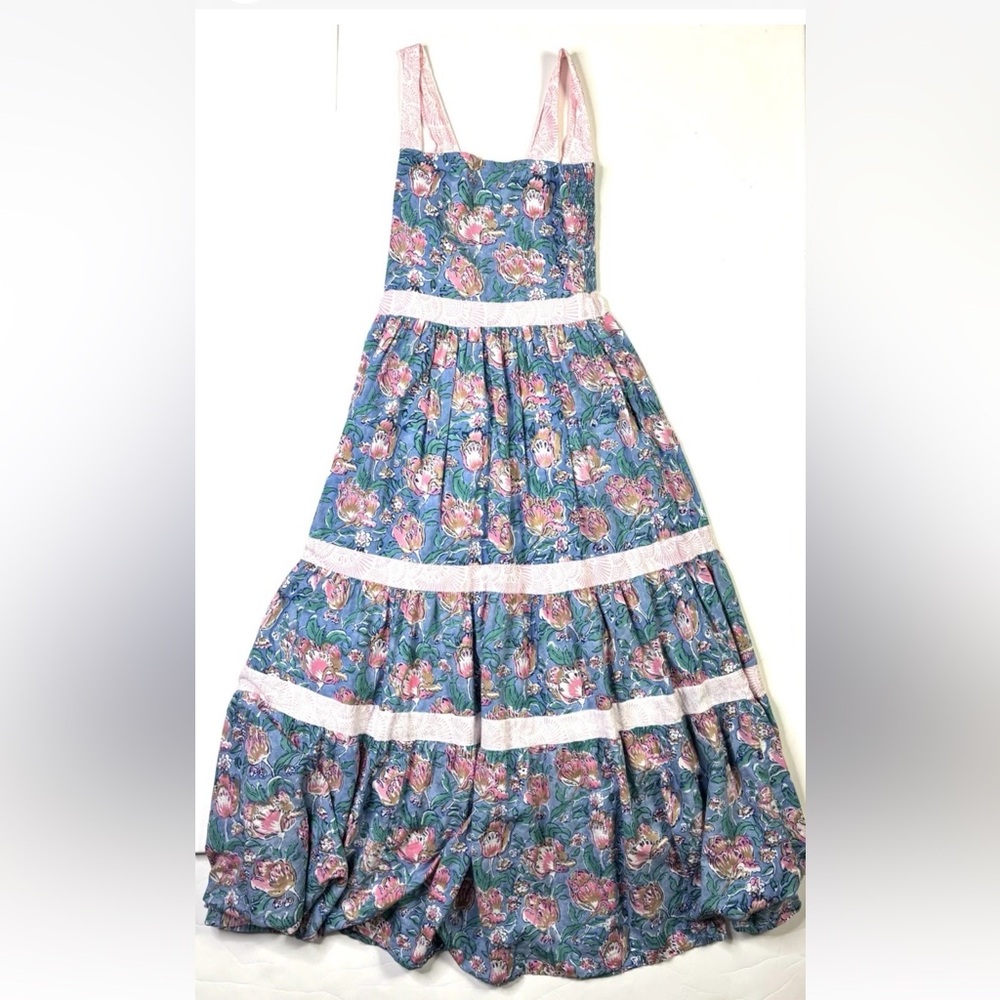 Vintage Gingy Dress Women’s Small Floral Maxi Sleeveless Fennerton Collection